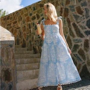 NWT Juliet Dunn Blue Palladio Tie Shoulder dress in a size 3